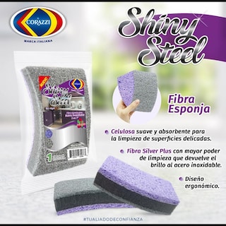 Foto 2 | Fibra Esponja Corazzi Shiny Steel