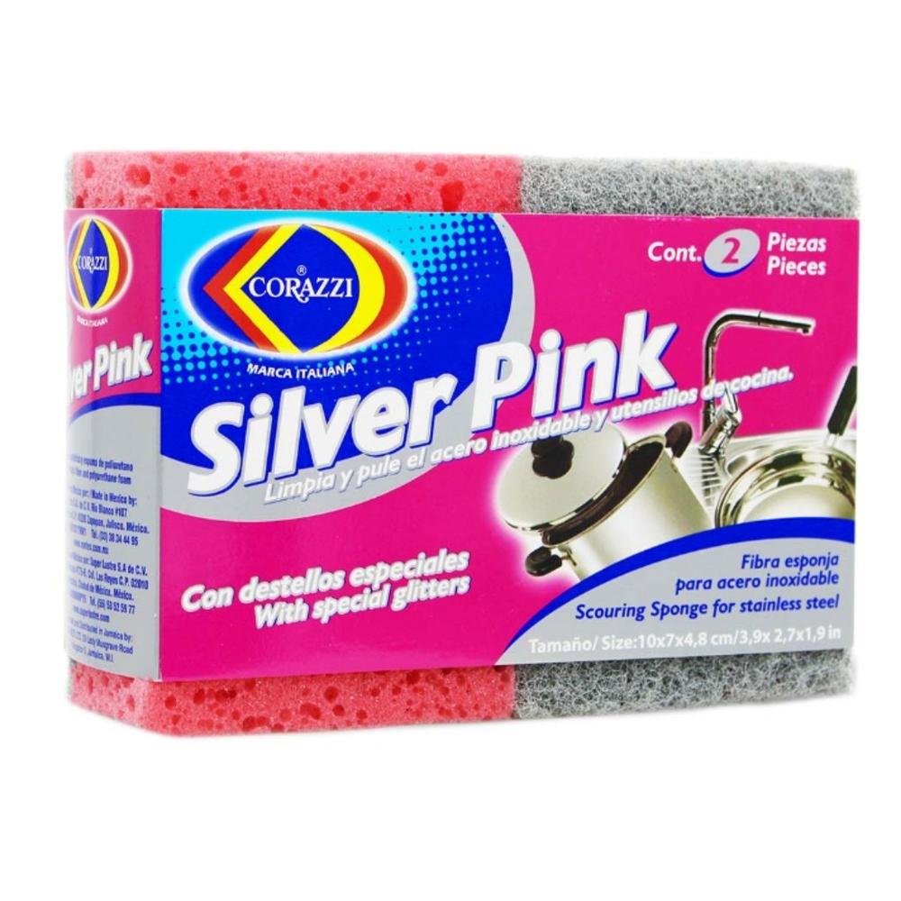 Foto 1 | Fibra Esponja Silver Pink Corazzi 2 Piezas