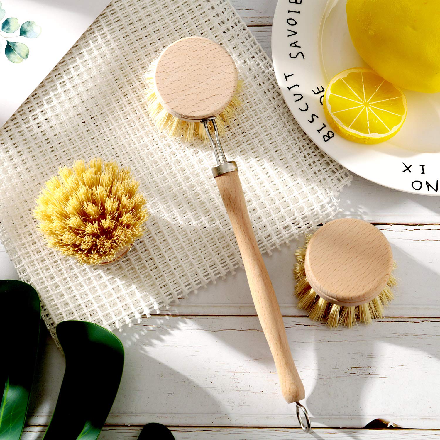 Foto 6 pulgar | Cepillo para Platos Boao con Mango de Madera de Haya y 2 Cabezales de Repuesto - Venta Internacional