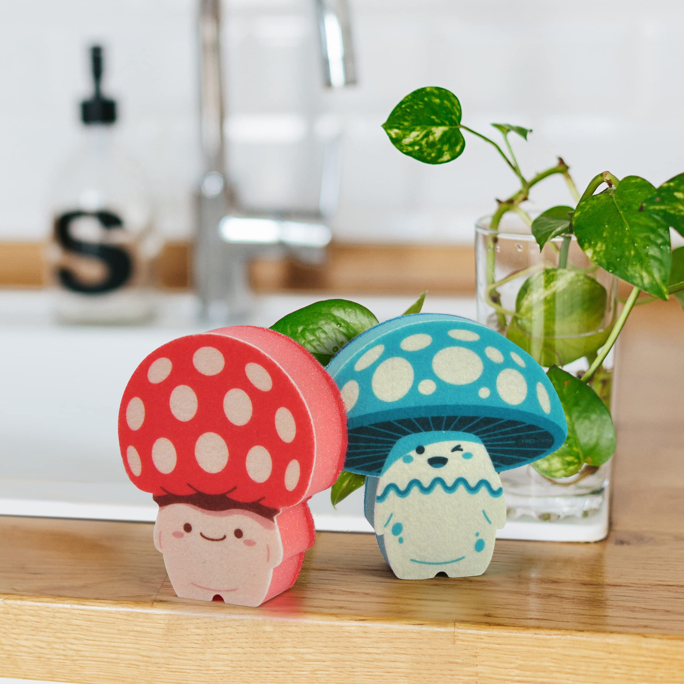 Foto 3 pulgar | Esponjas De Cocina Originales Fred Fun Guys Con Forma De Hongos, Juego De 2 - Venta Internacional.