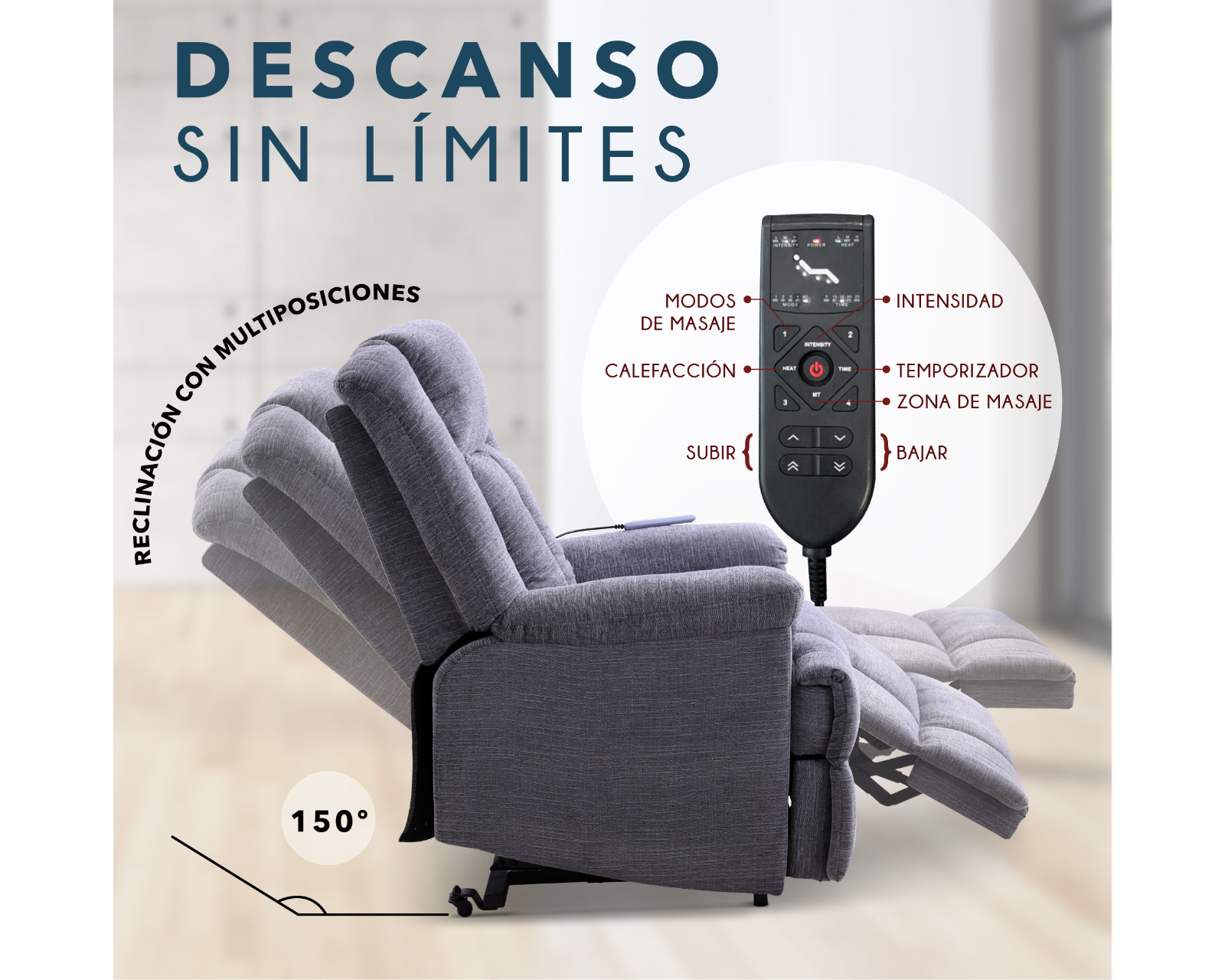 Foto 4 pulgar | Sillón Reclinable Eléctrico Cosmobel Ixia color Gris