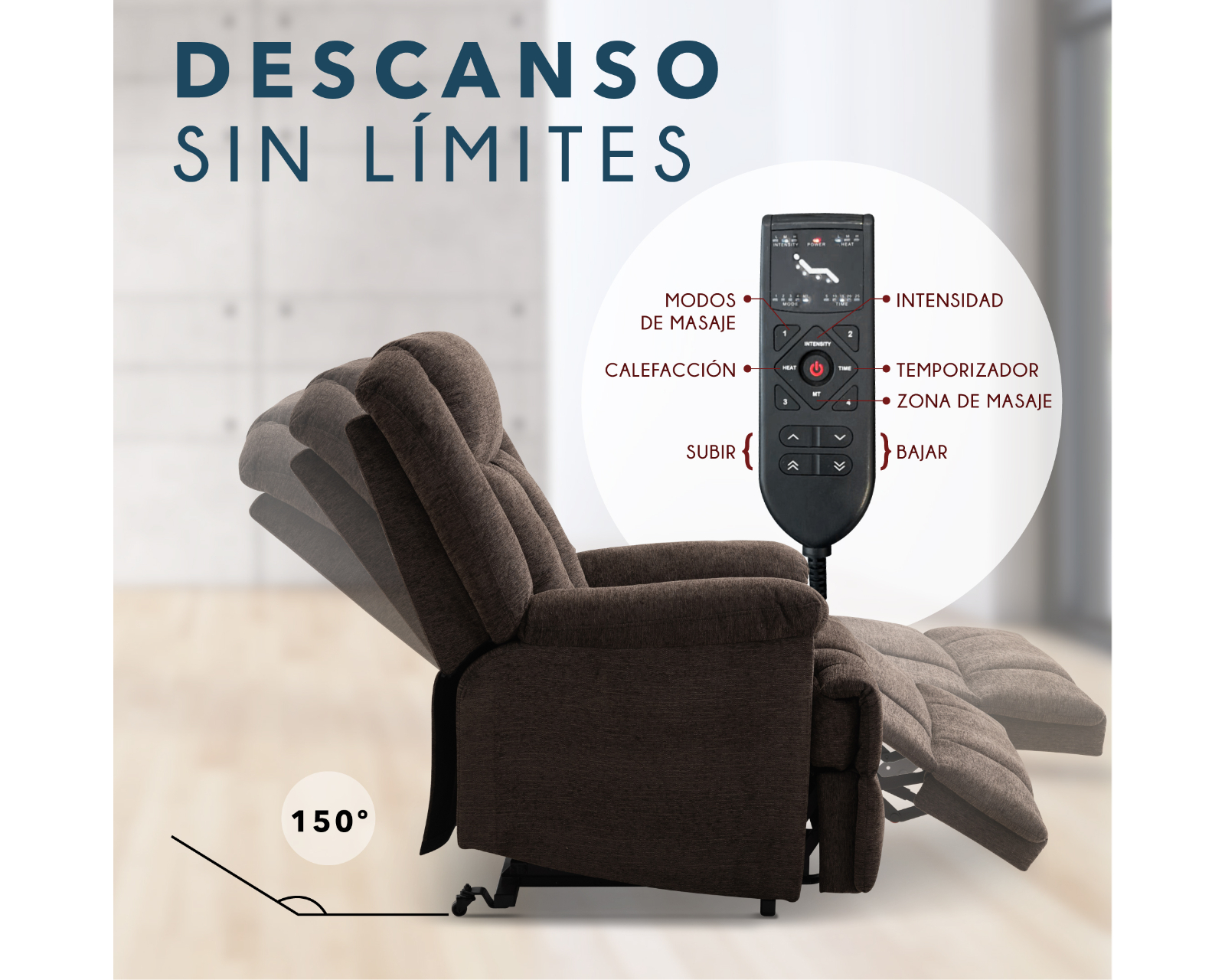 Foto 4 pulgar | Sillón Reclinable Eléctrico Cosmobel Ixia color Café De Tela