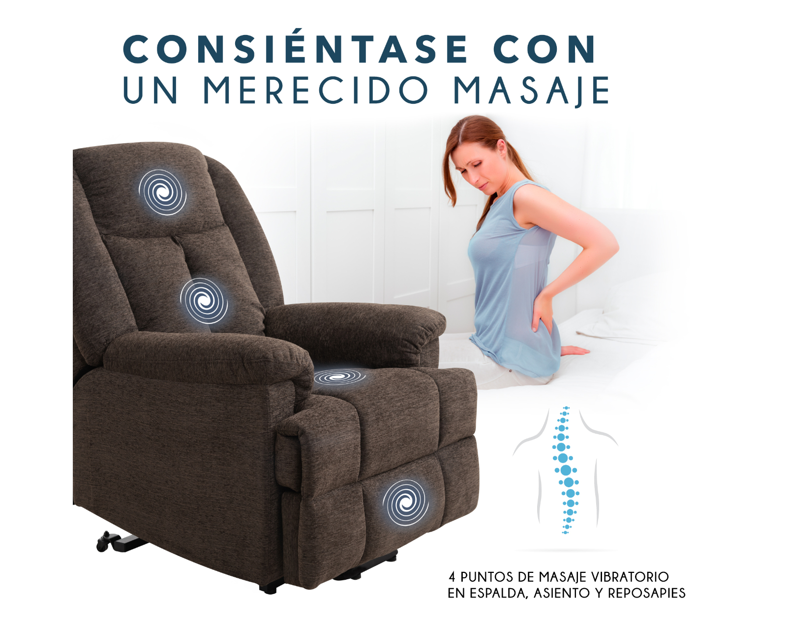 Foto 5 pulgar | Sillón Reclinable Eléctrico Cosmobel Ixia color Café De Tela