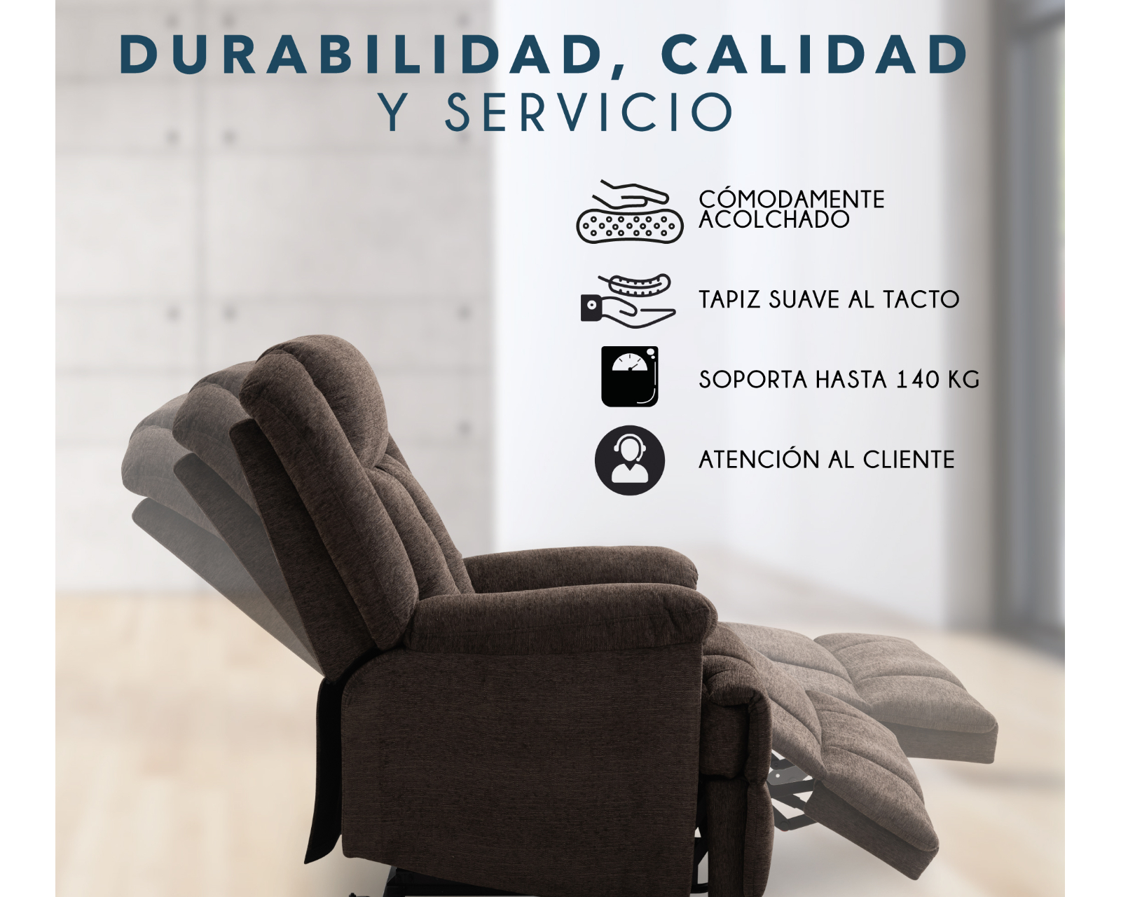 Foto 7 pulgar | Sillón Reclinable Eléctrico Cosmobel Ixia color Café De Tela