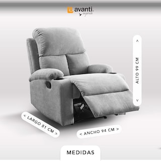 Foto 2 | Sillón Reclinable Manual Brady Gris con Porta Vasos