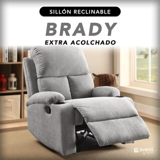 Foto 7 | Sillón Reclinable Manual Brady Gris con Porta Vasos