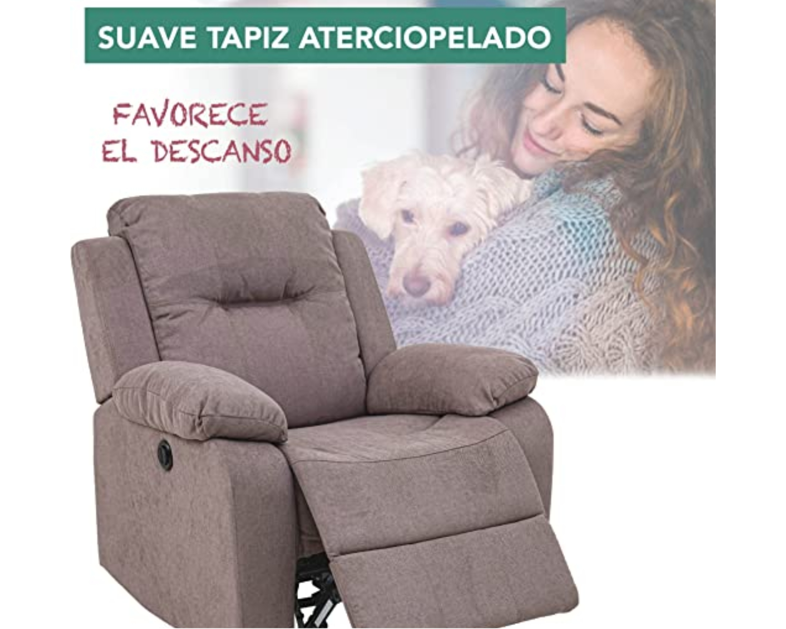 Foto 5 pulgar | Sillón Reclinable Eléctrico Cosmobel Cloe Color Taupe De Tela