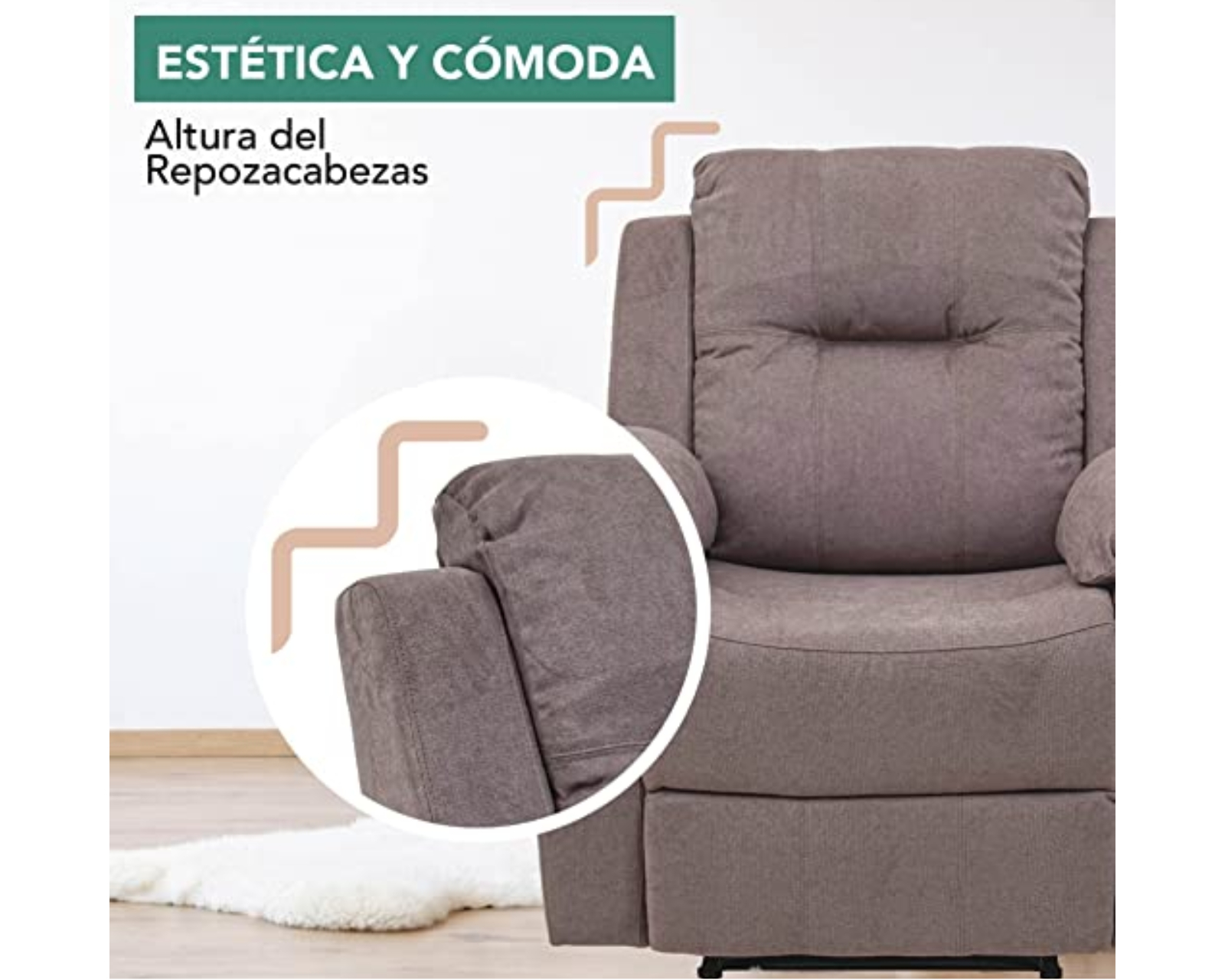 Foto 6 pulgar | Sillón Reclinable Eléctrico Cosmobel Cloe Color Taupe De Tela