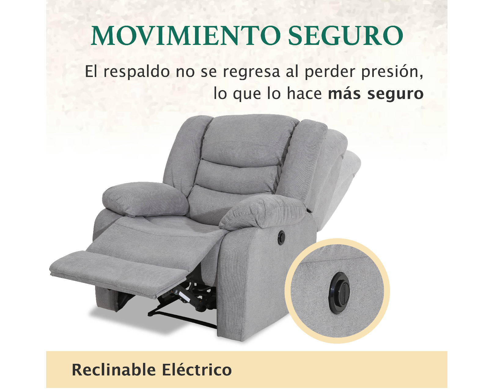 Foto 4 pulgar | Sillón Reclinable Eléctrico Cosmobel Milán color Gris de Tela