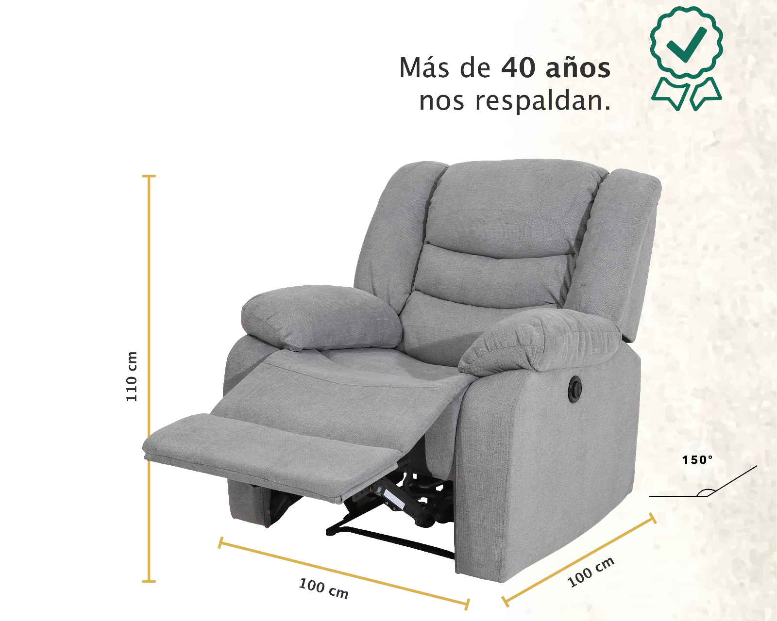 Foto 6 pulgar | Sillón Reclinable Eléctrico Cosmobel Milán color Gris de Tela