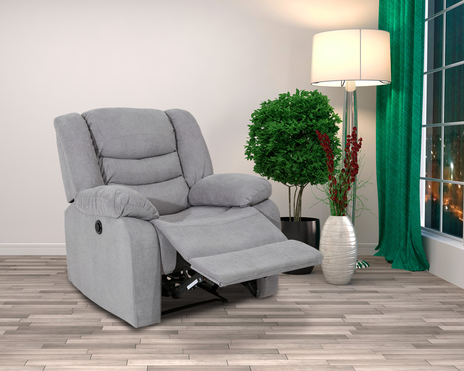 Foto 7 pulgar | Sillón Reclinable Eléctrico Cosmobel Milán color Gris de Tela