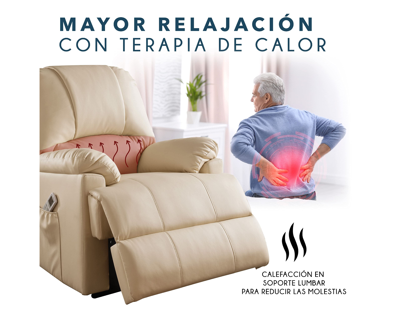 Foto 6 pulgar | Sillón Reclinable Eléctrico Cosmobel Ixora color Beige de Vinipiel