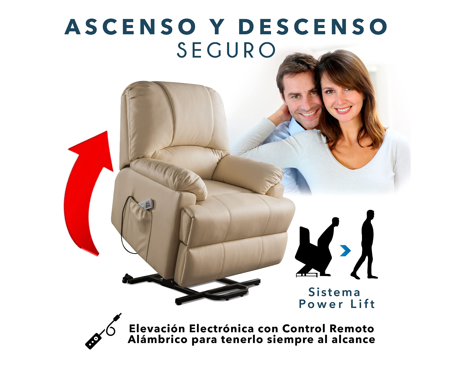 Foto 7 pulgar | Sillón Reclinable Eléctrico Cosmobel Ixora color Beige de Vinipiel