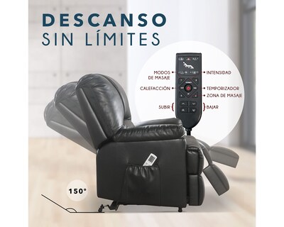 Foto 2 | Sillón Reclinable Eléctrico Cosmobel Ixora color Negro de Vinipiel