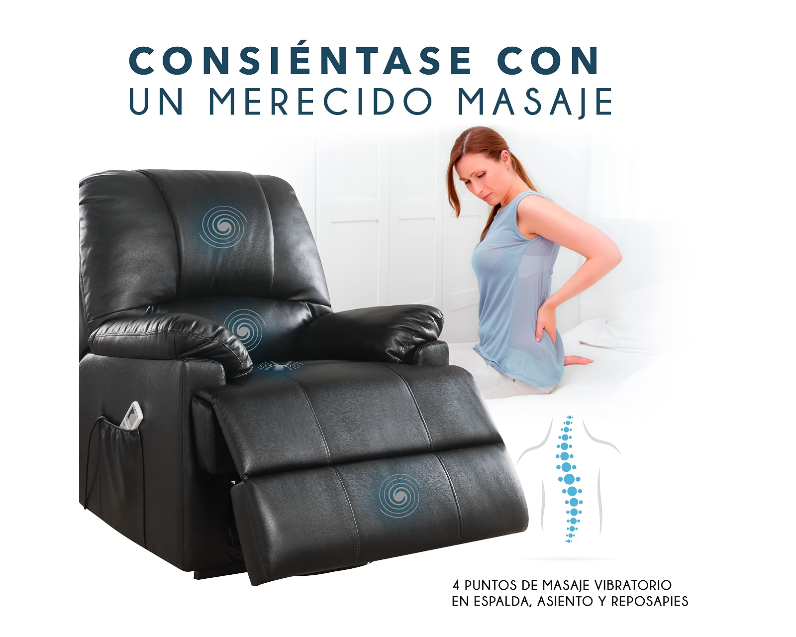 Foto 4 pulgar | Sillón Reclinable Eléctrico Cosmobel Ixora color Negro de Vinipiel