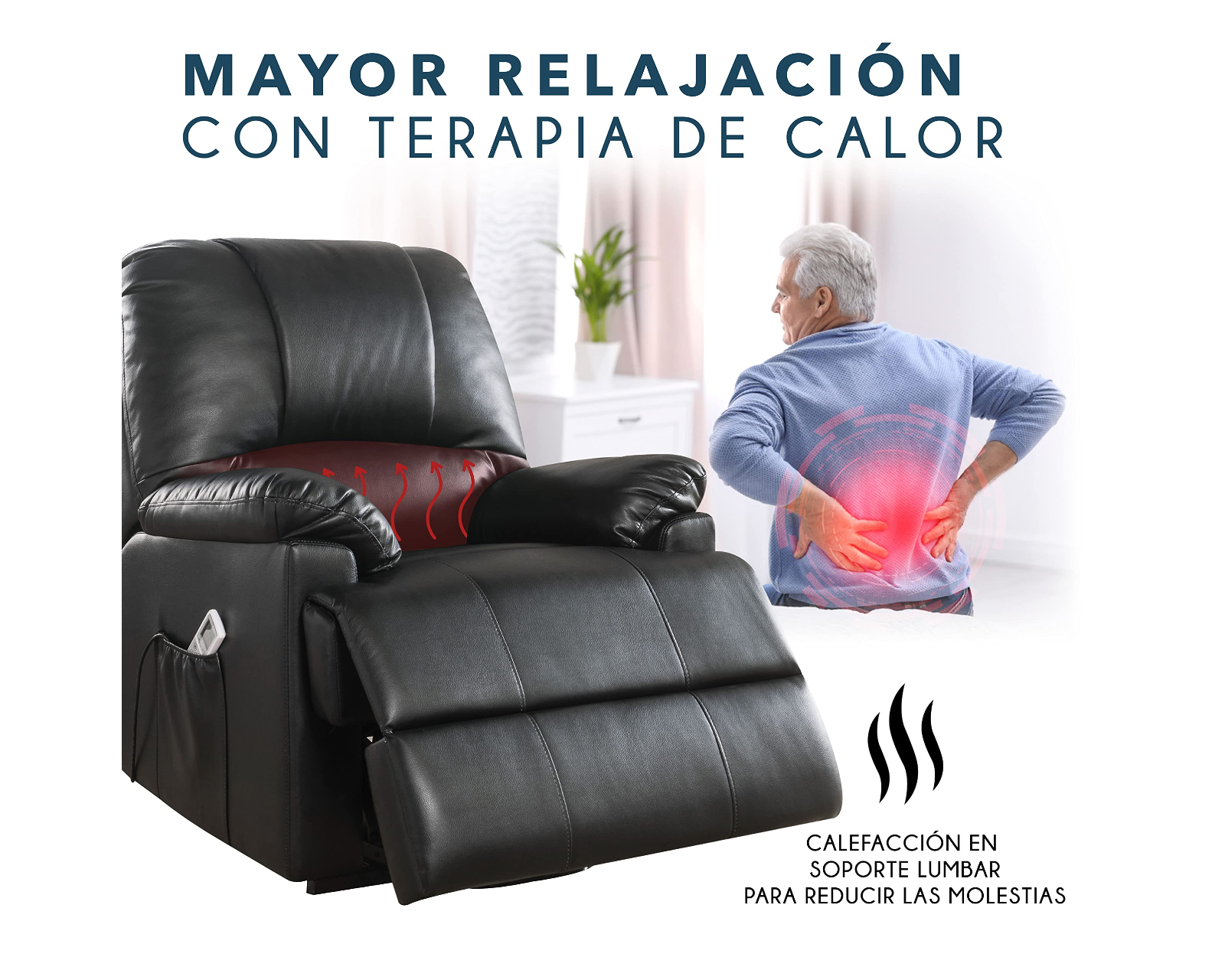 Foto 5 pulgar | Sillón Reclinable Eléctrico Cosmobel Ixora color Negro de Vinipiel