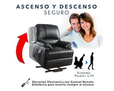 Foto 5 | Sillón Reclinable Eléctrico Cosmobel Ixora color Negro de Vinipiel