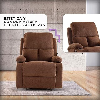 Foto 6 | Sillón Reclinable Cosmobel Brady Color Café de Tela