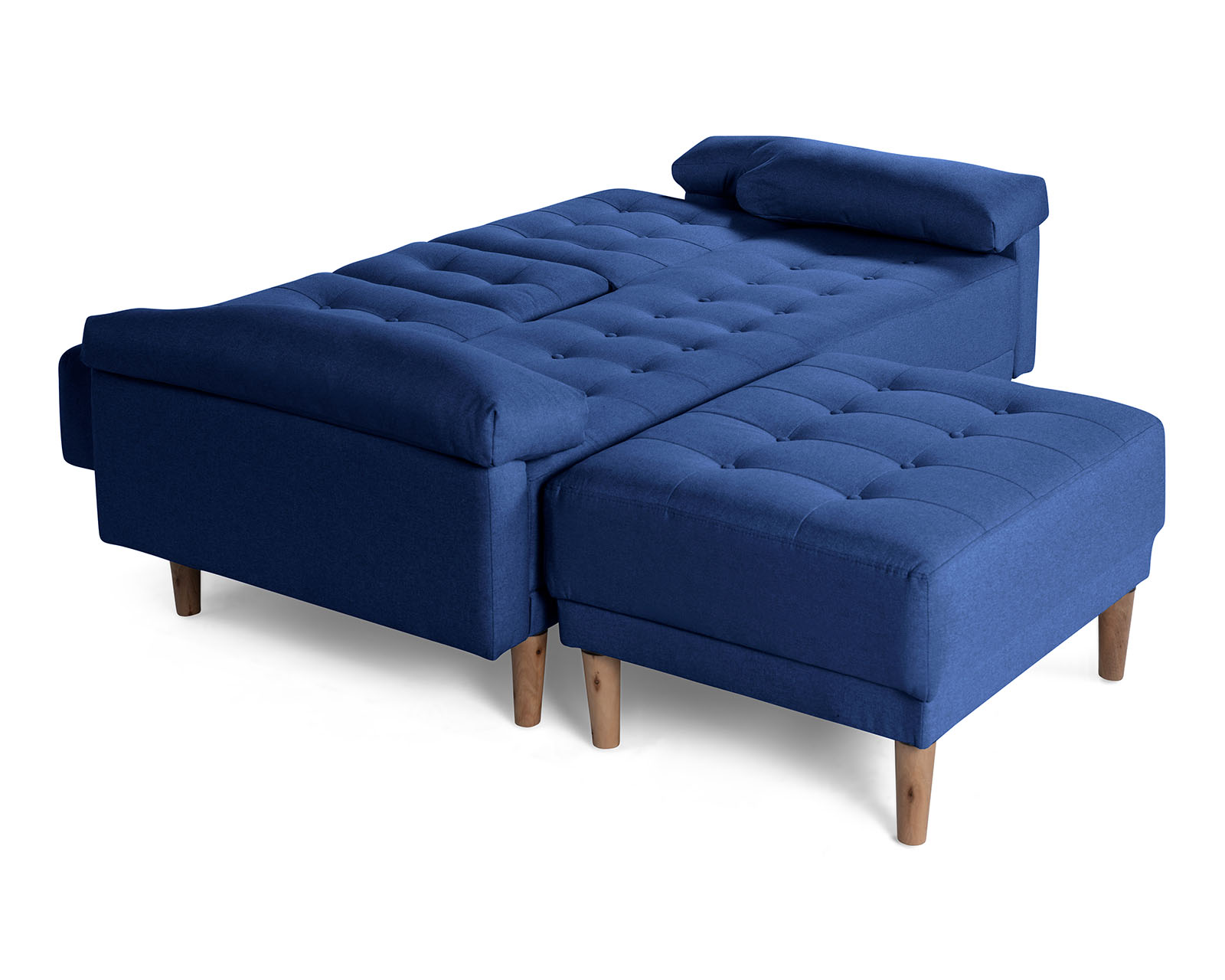Foto 5 | Sala Modular Sofá Cama Reversible de Lino Azul con Portavasos Modelo Praia