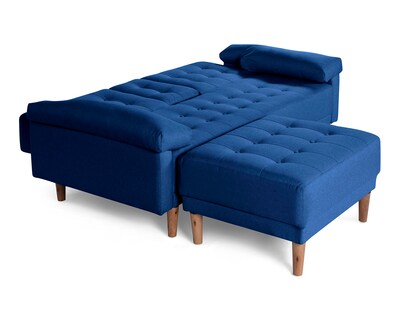 Foto 5 | Sala Modular Sofá Cama Reversible de Lino Azul con Portavasos Modelo Praia