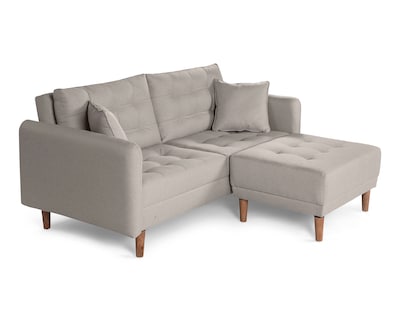 Foto 3 | Sala Modular Sofá Cama Reversible de Lino Gris Claro Modelo Cinnamon Makora