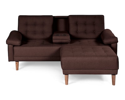 Foto 2 | Sala Modular Sofá Cama Reversible de Lino Chocolate con Portavasos Praia