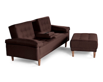 Foto 4 | Sala Modular Sofá Cama Reversible de Lino Chocolate con Portavasos Praia