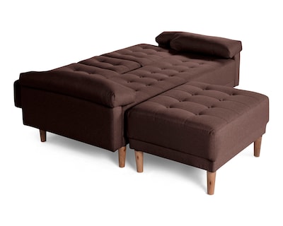 Foto 5 | Sala Modular Sofá Cama Reversible de Lino Chocolate con Portavasos Praia