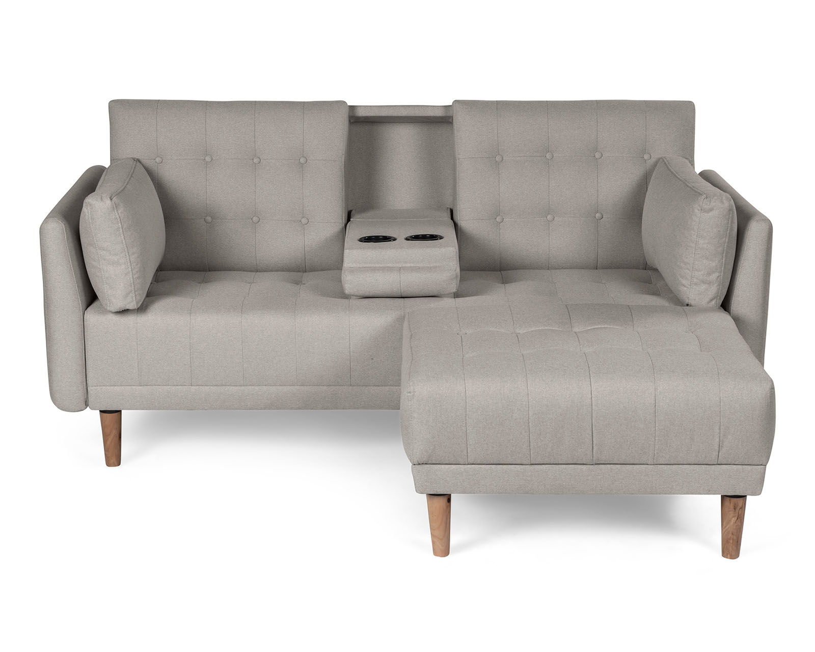 Foto 2 | Sala Modular Sofá Cama Reversible de Lino Gris Claro con Portavasos Mandarín