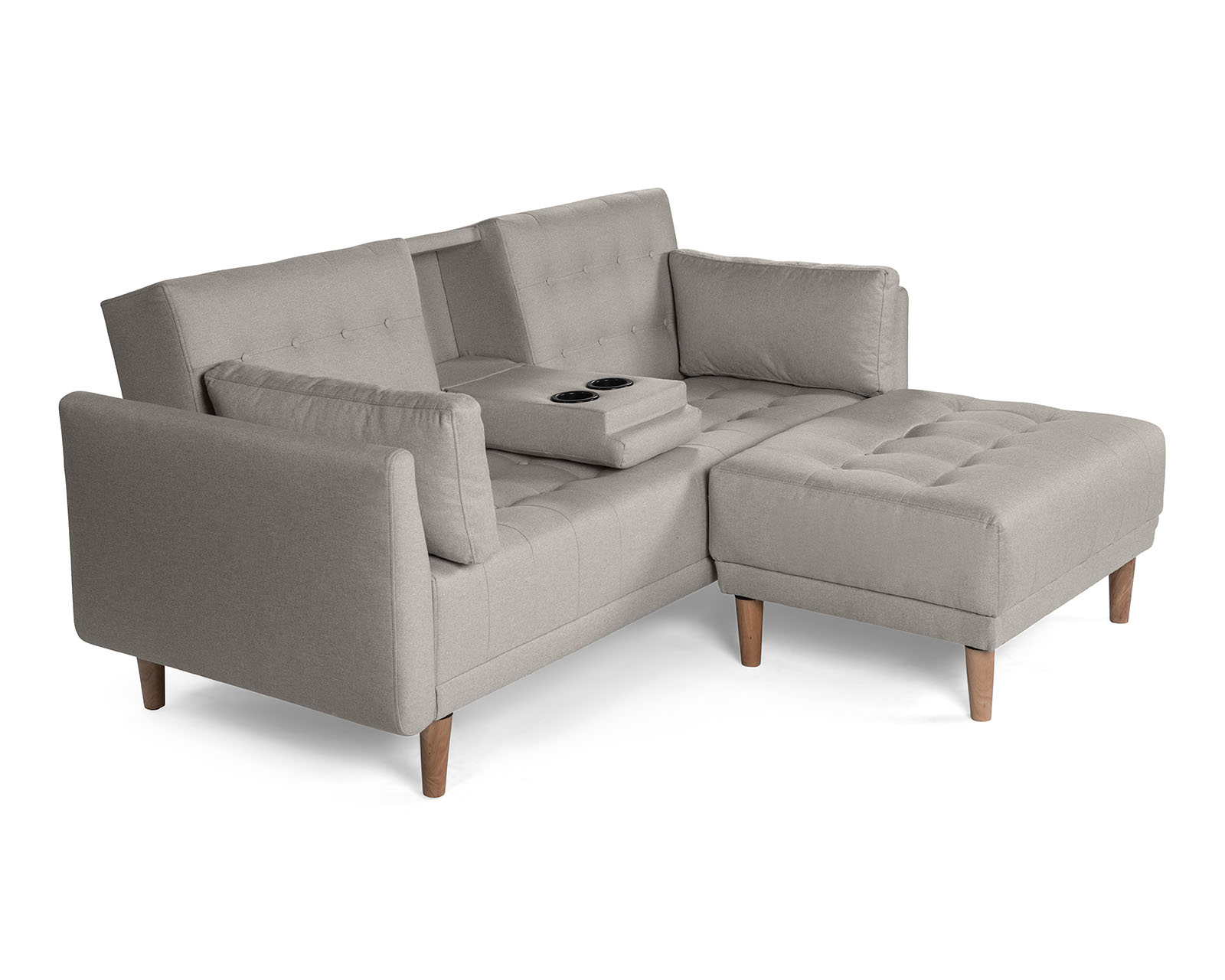 Foto 3 | Sala Modular Sofá Cama Reversible de Lino Gris Claro con Portavasos Mandarín