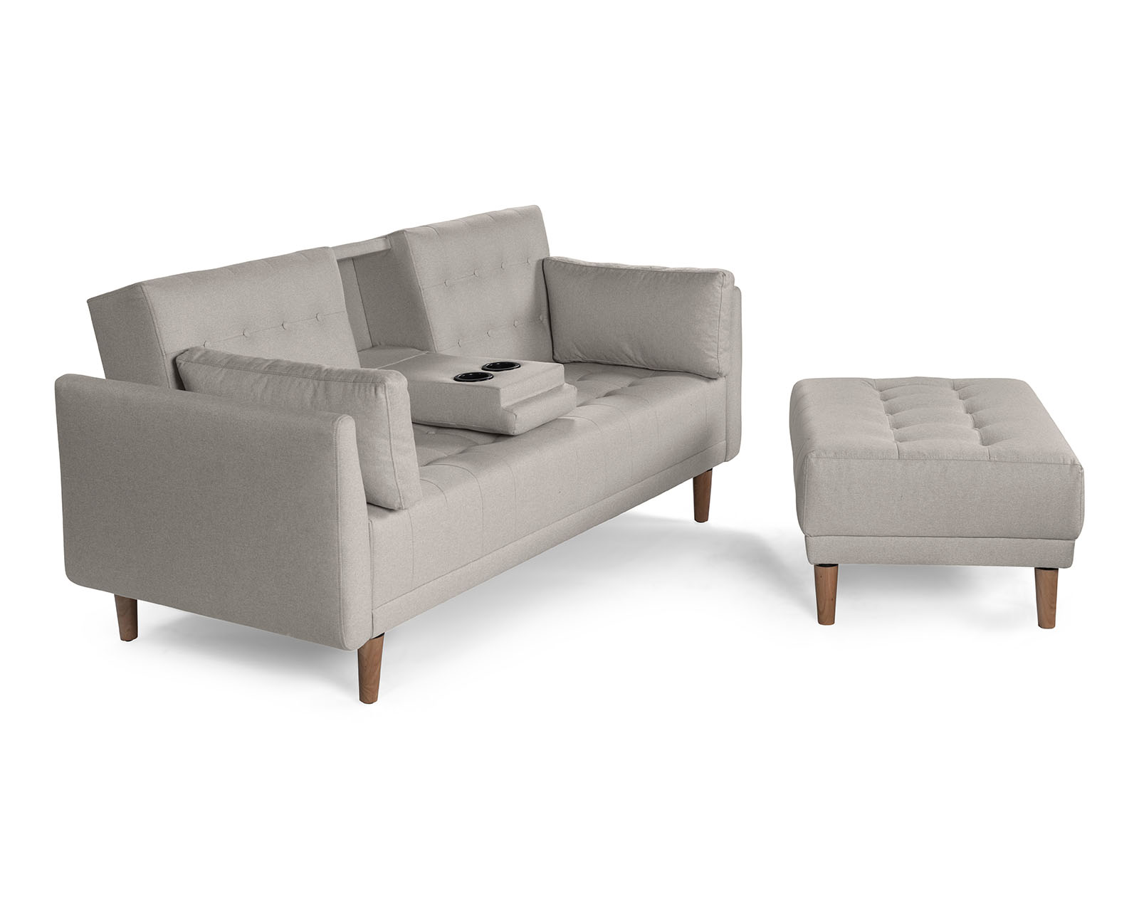 Foto 4 | Sala Modular Sofá Cama Reversible de Lino Gris Claro con Portavasos Mandarín