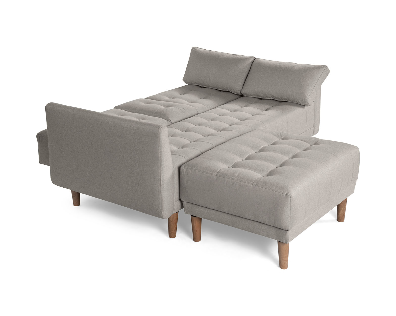 Foto 5 | Sala Modular Sofá Cama Reversible de Lino Gris Claro con Portavasos Mandarín