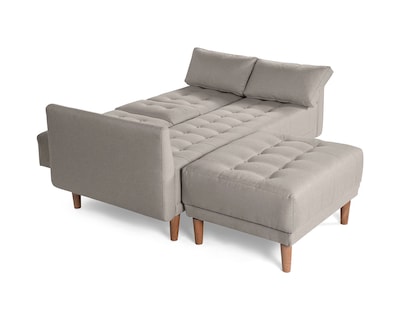 Foto 5 | Sala Modular Sofá Cama Reversible de Lino Gris Claro con Portavasos Mandarín