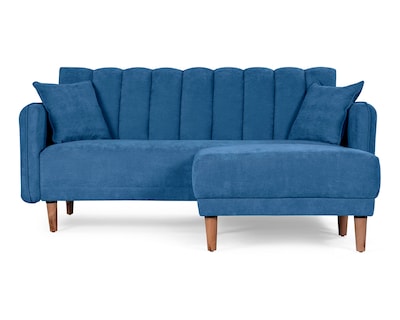Foto 2 | Sala Modular Sofá Cama Reversible de Velvet Azul Modelo Avocata Makora