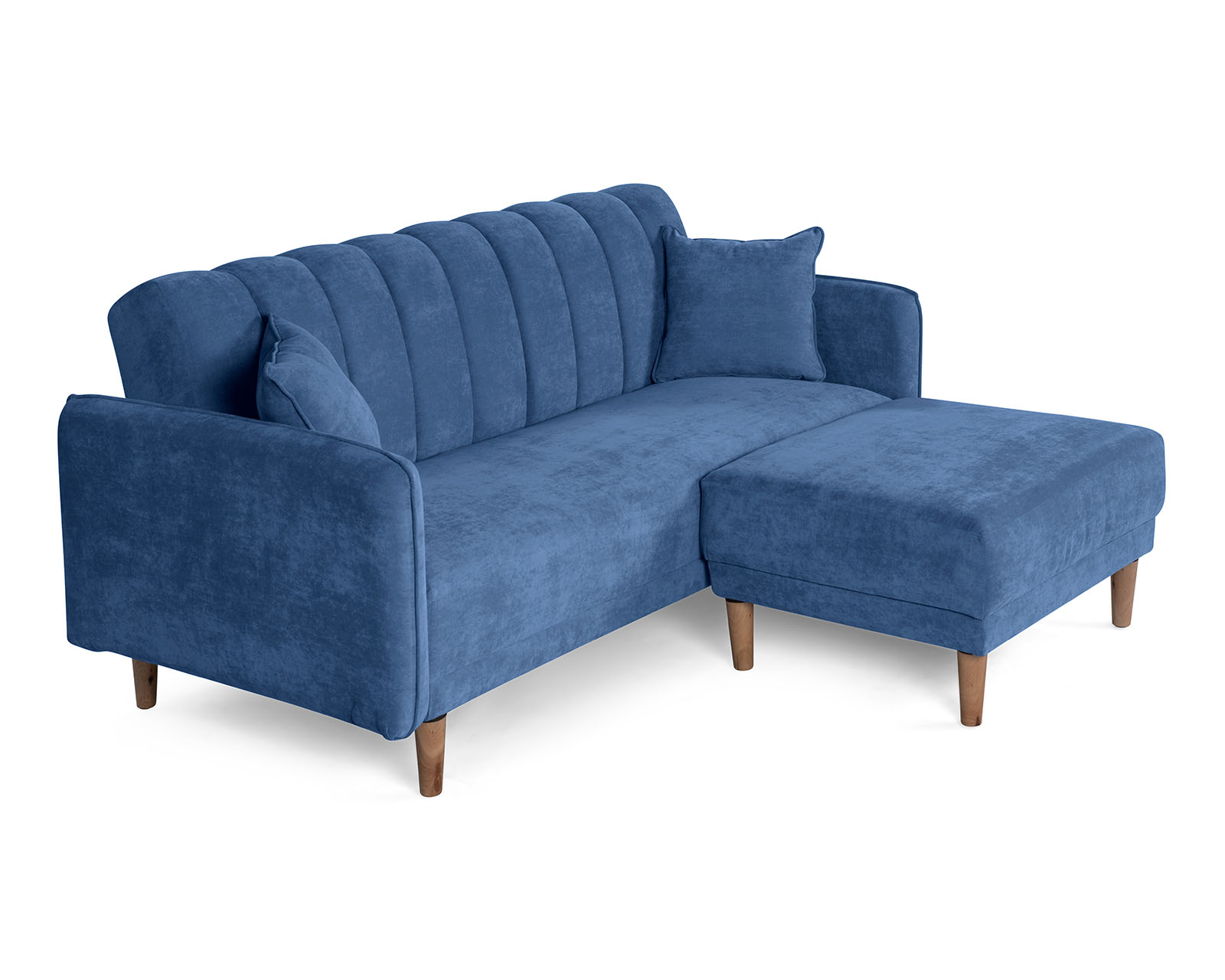 Foto 4 pulgar | Sala Modular Sofá Cama Reversible de Velvet Azul Modelo Avocata Makora
