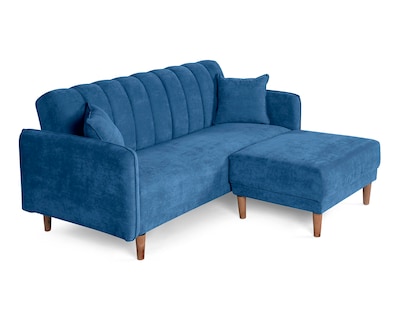 Foto 3 | Sala Modular Sofá Cama Reversible de Velvet Azul Modelo Avocata Makora