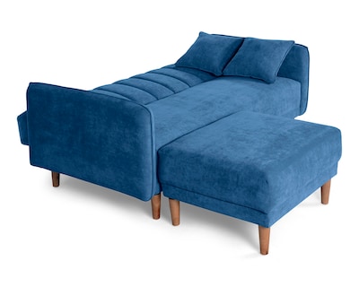Foto 5 | Sala Modular Sofá Cama Reversible de Velvet Azul Modelo Avocata Makora