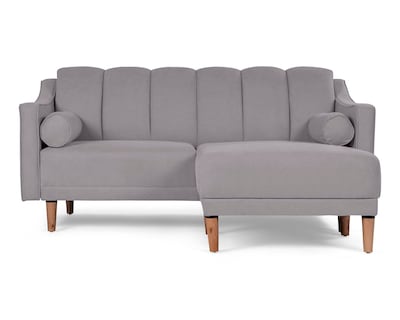 Foto 2 | Sala Modular Sofá Cama Reversible de Velvet Gris Claro Modelo Novella
