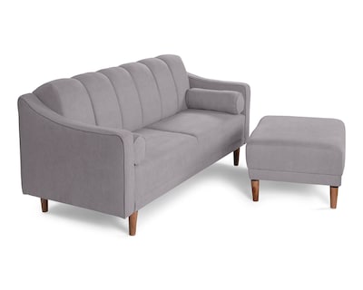 Foto 3 | Sala Modular Sofá Cama Reversible de Velvet Gris Claro Modelo Novella