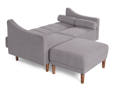 Foto 5 | Sala Modular Sofá Cama Reversible de Velvet Gris Claro Modelo Novella