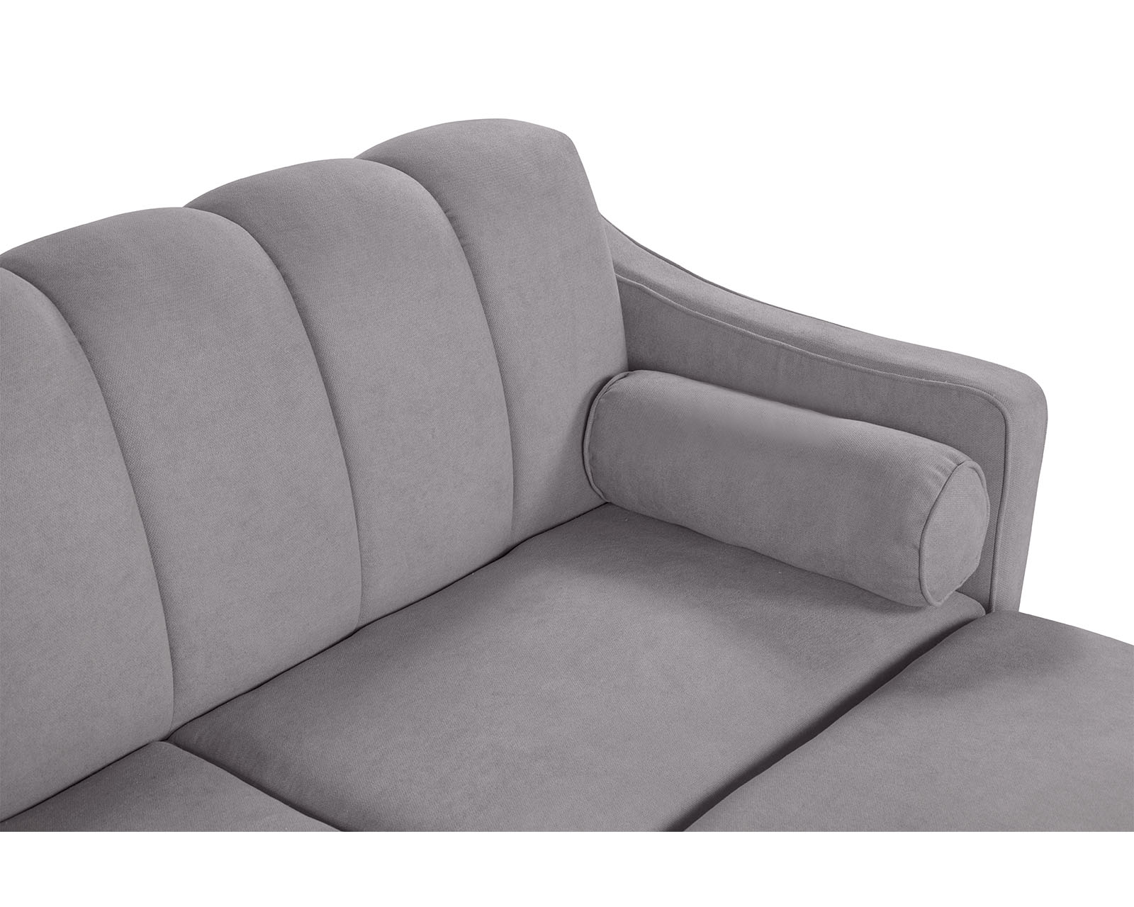 Foto 7 pulgar | Sala Modular Sofá Cama Reversible de Velvet Gris Claro Modelo Novella