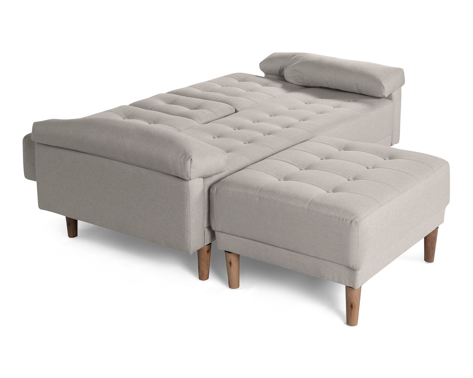 Foto 5 pulgar | Sala Modular Sofá Cama Reversible Makora Praia de Lino Gris Claro con Portavasos