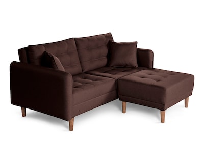Foto 3 | Sala Modular Sofá Cama Reversible De Lino Chocolate Modelo Cinnamon Makora