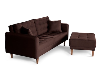Foto 4 | Sala Modular Sofá Cama Reversible De Lino Chocolate Modelo Cinnamon Makora