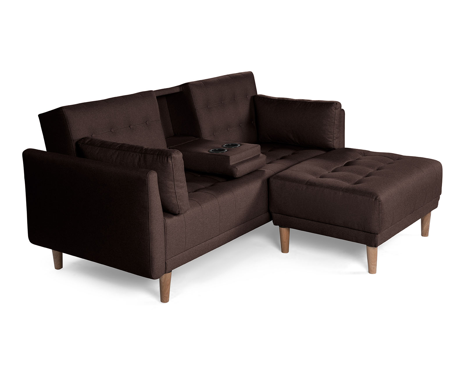 Foto 3 | Sala Modular Sofá Cama Reversible de Lino Chocolate con Portavasos Mandarín