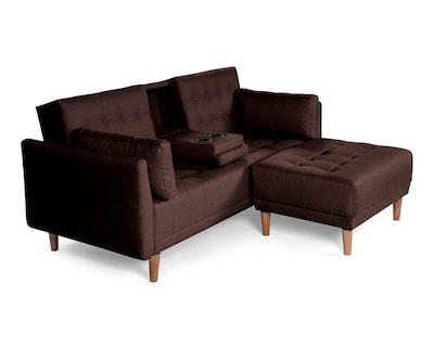 Foto 3 | Sala Modular Sofá Cama Reversible de Lino Chocolate con Portavasos Mandarín