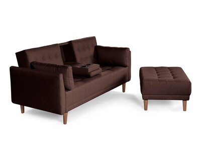 Foto 4 | Sala Modular Sofá Cama Reversible de Lino Chocolate con Portavasos Mandarín