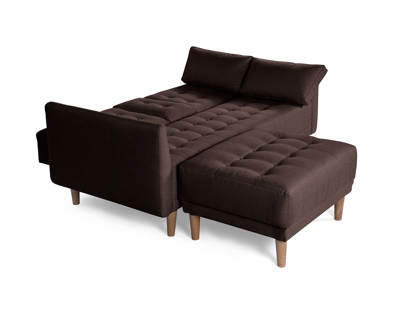 Foto 6 pulgar | Sala Modular Sofá Cama Reversible de Lino Chocolate con Portavasos Mandarín