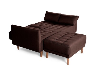 Foto 5 | Sala Modular Sofá Cama Reversible de Lino Chocolate con Portavasos Mandarín