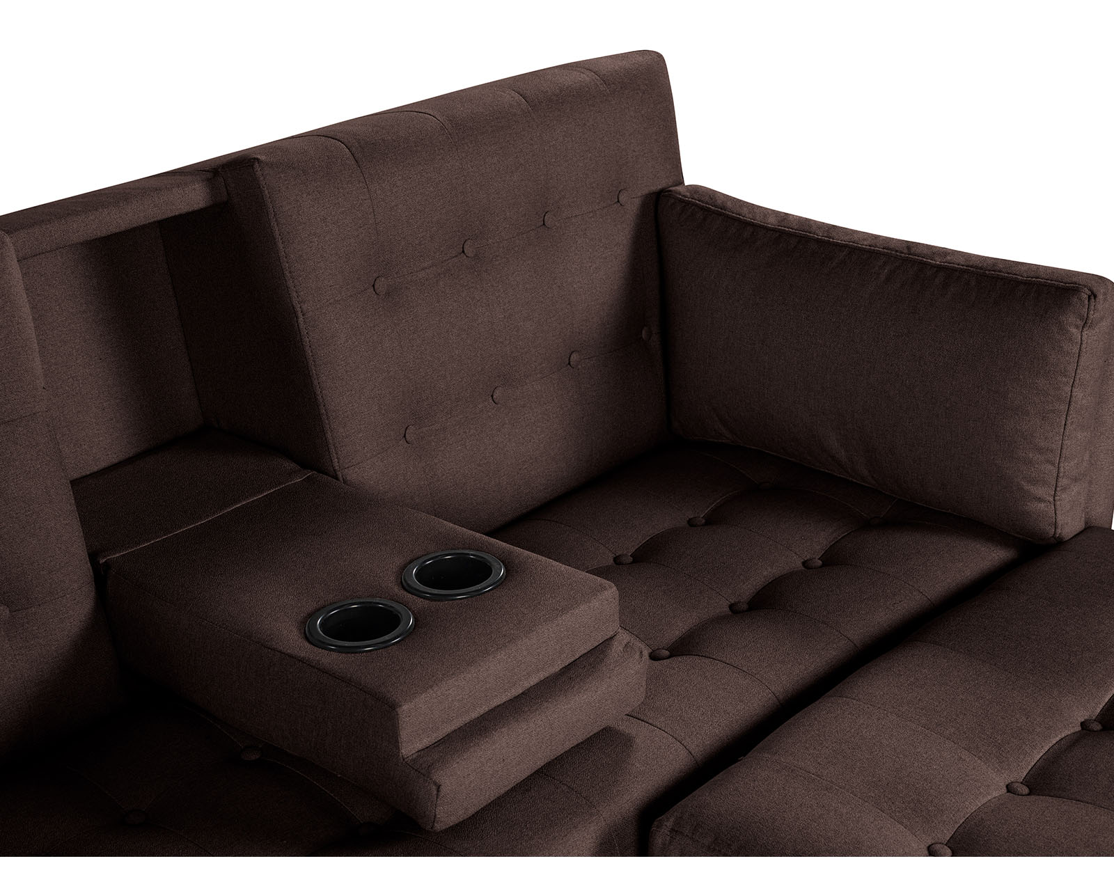Foto 7 pulgar | Sala Modular Sofá Cama Reversible de Lino Chocolate con Portavasos Mandarín
